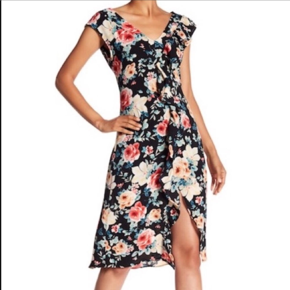 Floral ruffle trim beautiful dress
